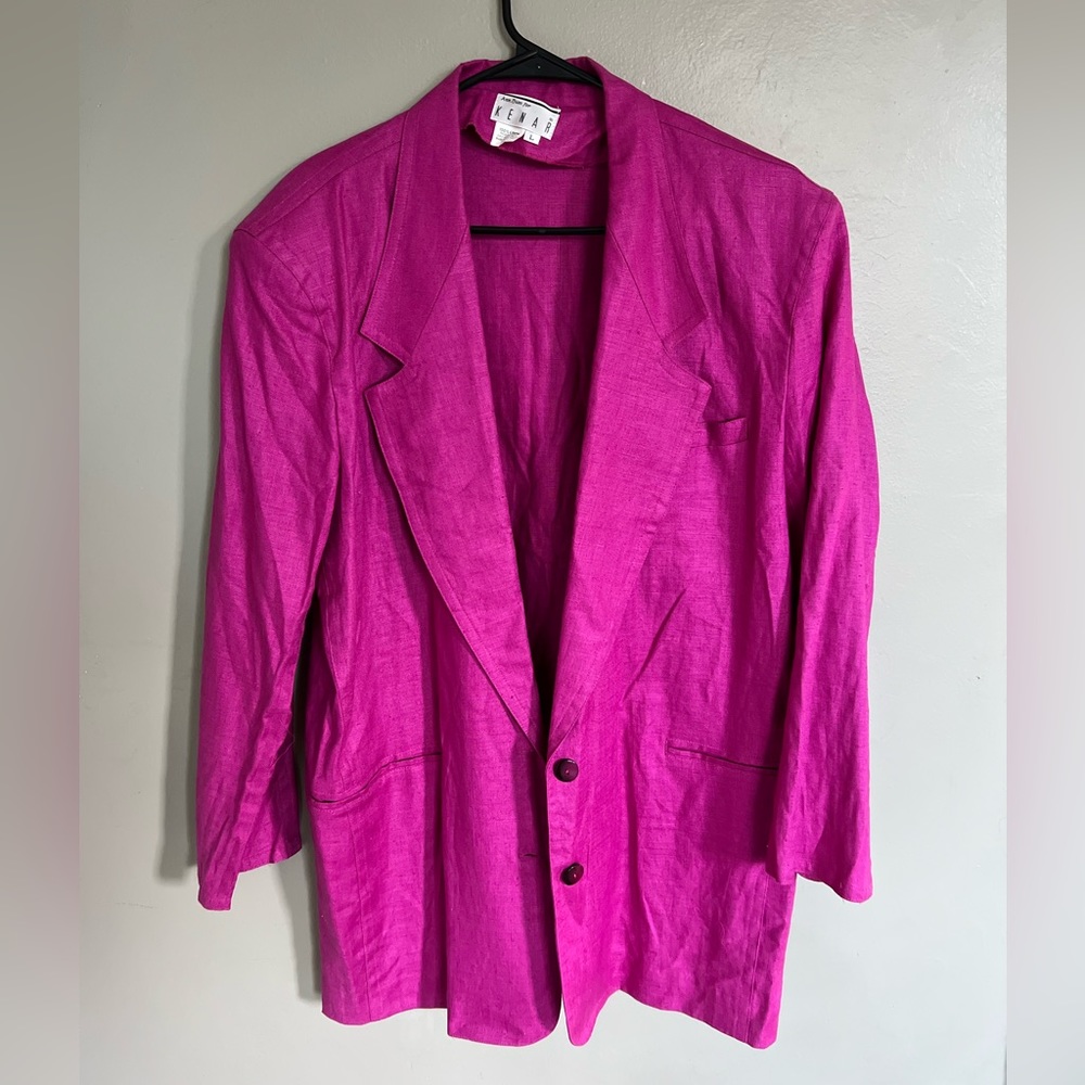 ANN TIJAN FOR KENAR VINTAGE matching linen jacket&skirt. 100% linen. Size LARGE.